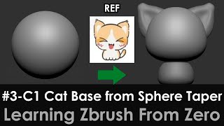 3CuteCat1 Create Base from Sphere Zbrush 2020 Taper Deformer Customize Gizmo Operator [upl. by Benia]