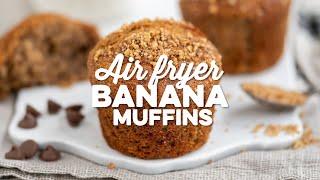 Air Fryer Banana Muffins  Super soft  Supergolden Bakes [upl. by Zandra232]