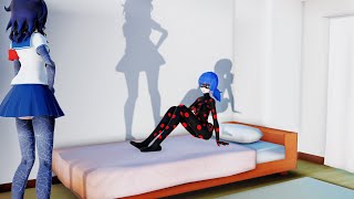 MMD Miraculous X Yandere Simulator Kiss Amnesia Oka Ruto X Antibug [upl. by Namyw173]