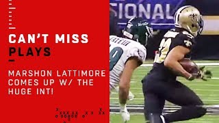 Marshon Lattimore Comes Up w The HUGE INT [upl. by Indys]