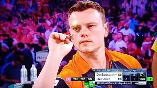 Jeffrey de Graaf broke 9 Darter  World Championship Darts 2024 [upl. by Ainekahs]