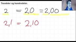Desimaltall 5  Sammenhengen mellom tideler og hundredeler [upl. by Hestia]