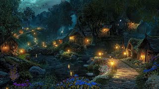 Rainy Magical Night In Village Ambience  Relaxing Sound at Night Winds Crickets Stream ✨🌙 [upl. by Aynwad]