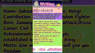 Biosketchwriting✍️Subhash Chandra Bosewritingeducationssslearnisearn [upl. by Natanhoj]