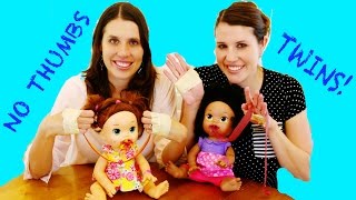 No Thumbs Challenge TWINS TOY STYLE w Baby Alive [upl. by Marduk]