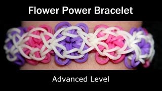 How to make a Rubber Band Flower Power Bracelet  Hard Level [upl. by Austreng]