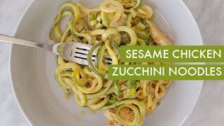 Sesame Chicken Zucchini Noodles I Spiralizer Recipe [upl. by Ahsya398]