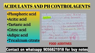 ACIDULANTS AND PH CONTROL AGENTS FOOD ADDITIVES FOOD SCIENCE [upl. by Sandberg]