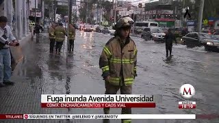 Fuga inunda Avenida Universidad en CdMx [upl. by Errised]