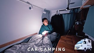 Winter car camping Power outage on a cold night when the windows are frozen ︎Car camping alone [upl. by Imnubulo]