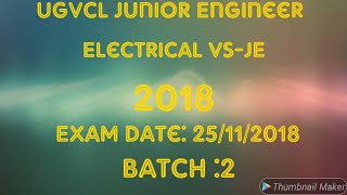 UGVCL Junior Engineer Electrical VSJE 2018  Full Paper Solution 2018 [upl. by Ydennek]