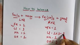 How to balance FeCl3  NaOH  FeOH3  NaCl [upl. by Elboa36]