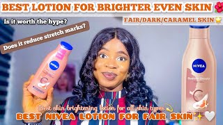 BEST BRIGHTENING BODY LOTION FOR EVEN GLOWING SKIN Nivea Radiant amp Beauty Even Glow Lotion Review [upl. by Ennairak861]