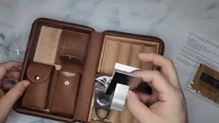 Portable Cigar Humidor Hold 4 Cigars Handmade Spanish Cedar Wood Cigar Box Cigar Travel Case Review [upl. by Henrik]