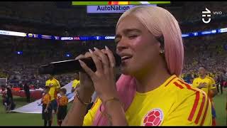 KarolG canta en himno de Colombia en la final de la copa América [upl. by Akinet157]