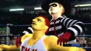 Smackdown RAW Colonel Sanders VS Ronald McDonald with TKK amp Wendy amp Hamburgler [upl. by Vorster]