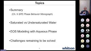 whitson webinar  Water Hydrocarbon PVT with Curtis Hays Whitson 20231207 Recording [upl. by Sire]