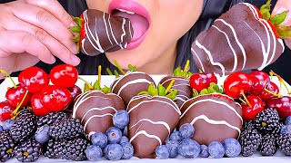 ASMR GIANT CHOCOLATE CANDIED COVERED STRAWBERRIES FRUIT PLATTER EATING SOUNDS ASMR Phan [upl. by Fitzsimmons292]