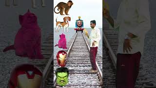 Spider man to monkey joker to dog alian to cat iron man to elephant amp hulk to snake vs train 😃😅 [upl. by Naesed86]