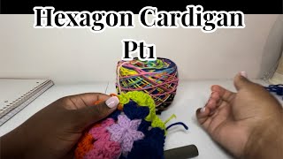 Hexagon Cardigan Tutorial PT1 • Using Scrap Yarn [upl. by Aivat]