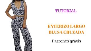 DIY Cómo hacer enterizo largo con blusa cruzada para mujer corte y confección [upl. by Jabez822]