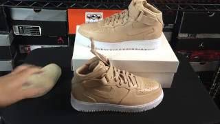 NikeLab Air Force 1 One Mid Vachetta Tan Unboxing Review [upl. by Bergwall]