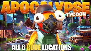 APOCALYPSE TYCOON MAP FORTNITE CREATIVE  ALL 6 CODES LOCATIONS [upl. by Ardnued935]