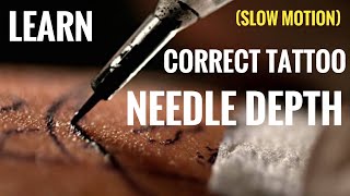 How To Tattoo Needle Depth for Clean Lining and Shading Slow Motion closeup [upl. by Eitsirk924]