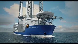 Wind Turbine Installation Vessel BLUE AMBER [upl. by Hayashi426]