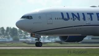 UNITED Boeing 777200ER Take Off At Schiphol Airport EHAMAMS [upl. by Swithbart]