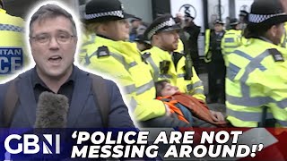 Crazy footage as Police DO NOT mess around with Just Stop Oil protesters in London today [upl. by Gorrono531]