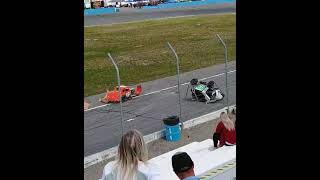 42521 Lance Mackey wreck at Wenatchee Super Oval view from the stands [upl. by Kwabena579]