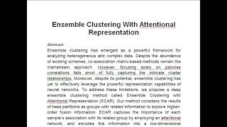 Ensemble Clustering With Attentional Representation [upl. by Pik286]