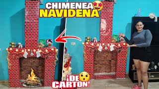 HACIENDO MI PROPIA CHIMENEA NAVIDEÑA de CARTON 🎄🤩 ¡INCREIBLE y FACIL de HACER [upl. by Hannibal]