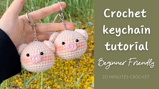 ENG CC How to Crochet Pig Keychain l BeginnerFriendly Amigurumi Tutorial l Monua DIY [upl. by Ainahtan]