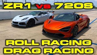 2019 755 HP Chevrolet Corvette ZR1 14 mile and Roll Racing vs 710 HP McLaren 720S [upl. by Rutherfurd]