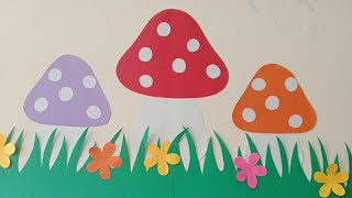 Tlm art with Mushroom 🍄 for school wall Beautiful wall decoration ideas [upl. by Anavoig999]