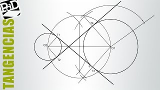 Trazar las rectas tangentes interiores a dos circunferencias Tangencias [upl. by Gerstein]