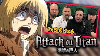 First time watching Attack on Titan reaction episodes 1X5 amp 1X6 Sub [upl. by Inoek]