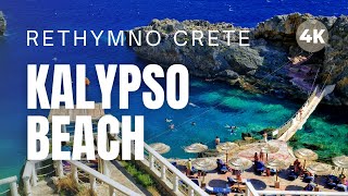 KALYPSO BEACH in RETHYMNO CRETE  Best Beaches in Greece Travel Video 4K [upl. by Anaizit228]