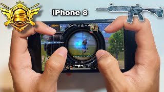 I’M BACK🔥BEST iPhone 8 Handcam GAMEPLAY  4 Finger Claw Gyroscope  PUBG MOBILE [upl. by Pahl]