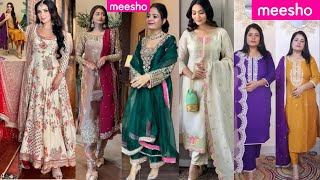 😍👗Meesho Haul  Meesho partywear kurta set amp Flare Anarkali Suit👗Designer gowns👗 wedding Dresses [upl. by Enimzaj]