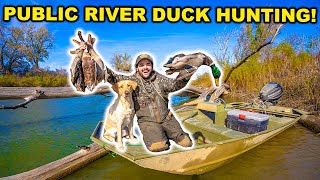 PUBLIC LAND RIVER Duck Hunting on OPENING DAY Catch Clean Cook [upl. by Bibi38]