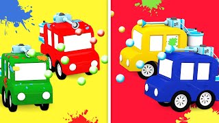 ¡Aprende y juega con los cochecitos  4 coches coloreados Dibujos animados para niños [upl. by Farlie479]