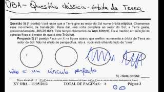 OBA  Questão clássica  A órbita da Terra  Olimpíada Brasileira de Astronomia e Astronáutica [upl. by Lippold]