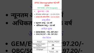 APSC Stenographer Recruitment 2024 l governmentjobs apsc apscexams apscstenographer newapscjobs [upl. by Hairim]