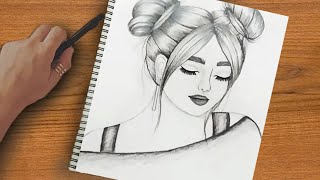 رسم بنات كيوت  تعليم رسم بنت كيوت مع قصه شعر سهل بالرصاص خطوه بخطوه للمبتدئين بطريقة سهلة  رسم سهل [upl. by Cumings]