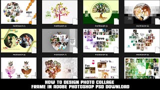 100Photo Collage Frame PSD FREE DOWNLOAD in Adobe Photoshop DOWNLOAD [upl. by Ordway]