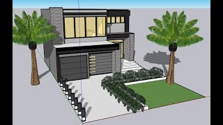 SketchUp Pro Modern House Tutorial [upl. by Bohner]