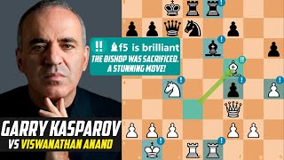 Garry Kasparov CRUSHED Viswanathan Anand with a Brilliant Bishop Sacrifice Linares 1998 [upl. by Revkah]